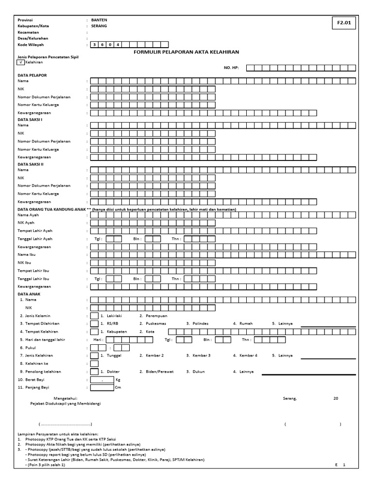 Template Formulir F 201 1 | PDF