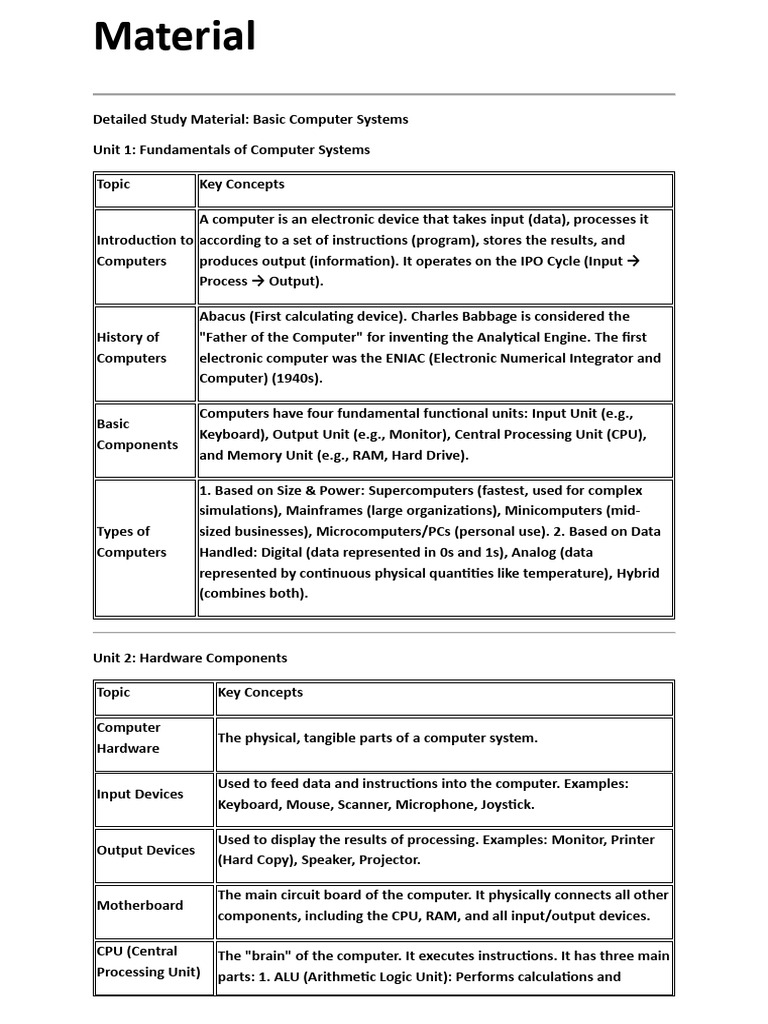 Basic Computer Systems Study Guide | PDF | Computer Data Storage ...