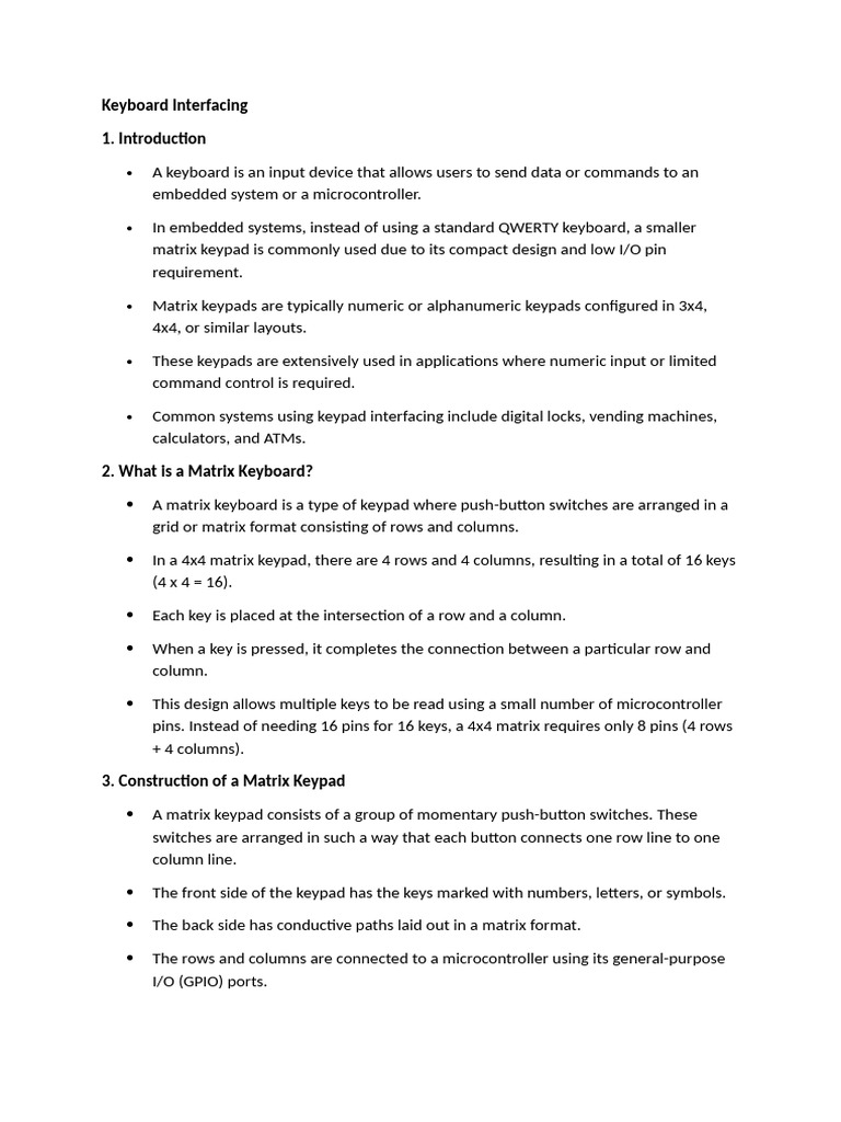 Keyboard Interfacing Pdf Computer Keyboard Microcontroller