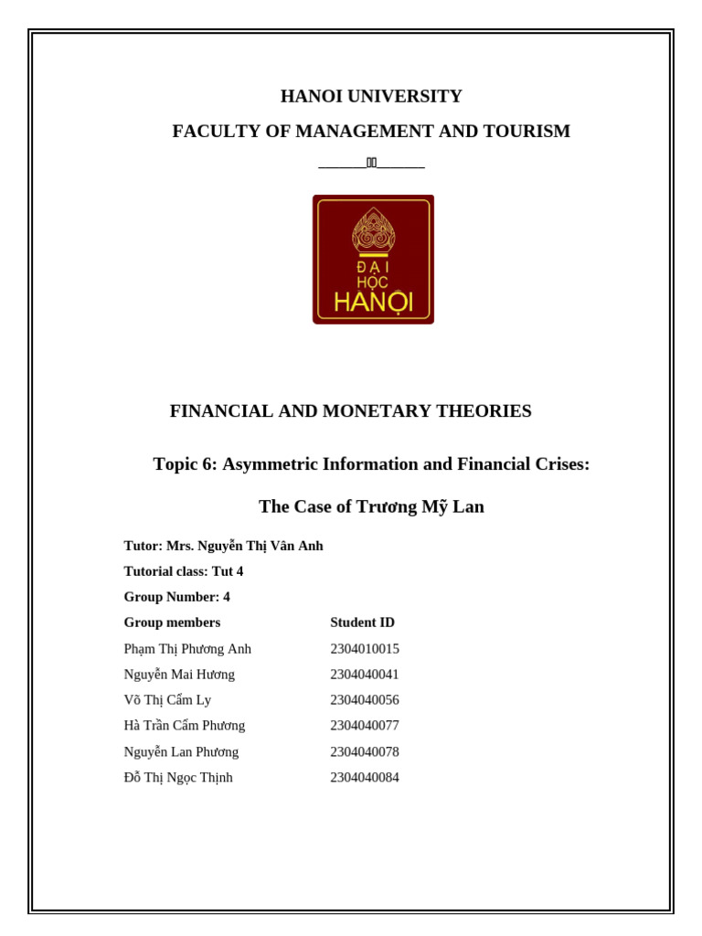 Asymmetric Information in SCB Scandal | PDF | Adverse Selection | Banks