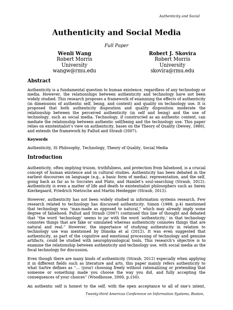 Authenticity's Impact on Social Media Use | PDF | Authenticity ...