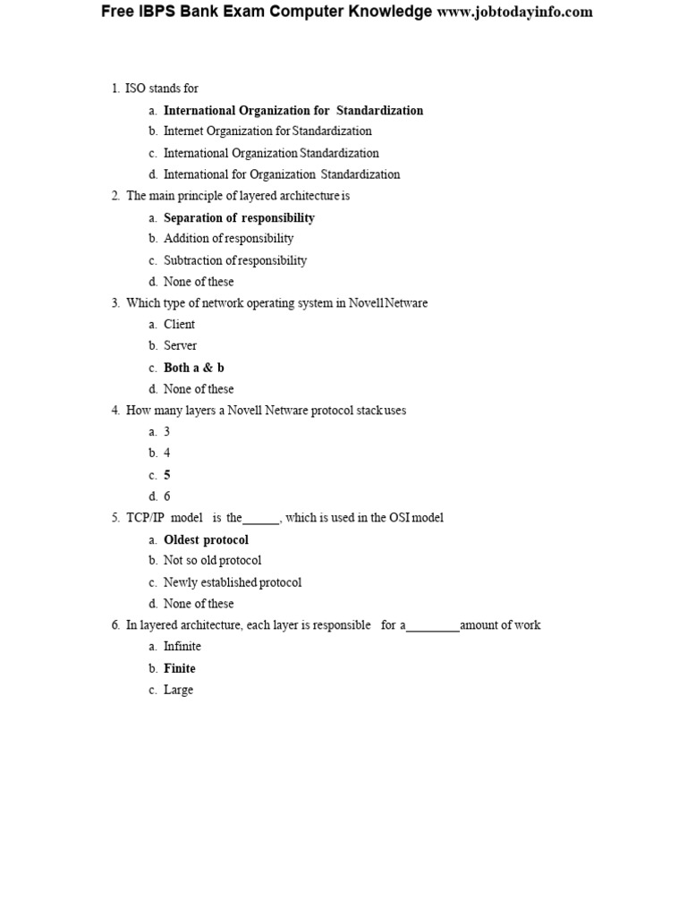 IBPS Bank Exam Computer Knowledge Guide | PDF | Internet Protocol Suite ...