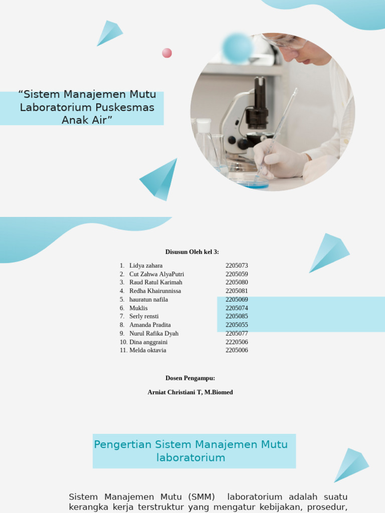 Kel 3 Sistem Manajemen Mutu Laboratorium Puskesmas Anak Air | PDF