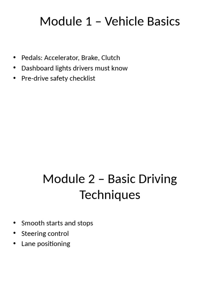 Driving Course Slides | PDF
