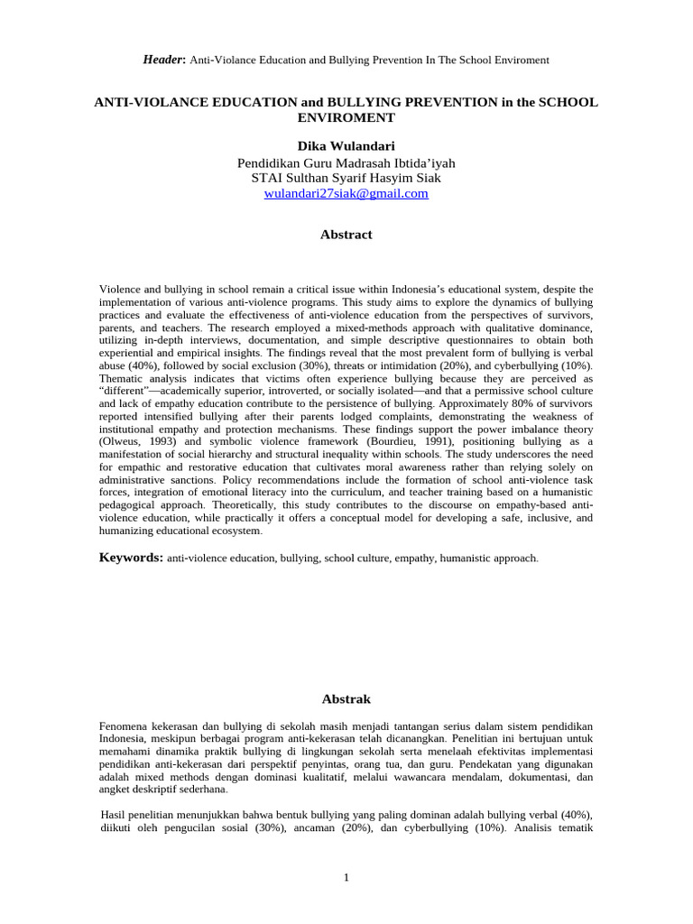 Anti-Violence Education in Schools | PDF | Bullying | Violence