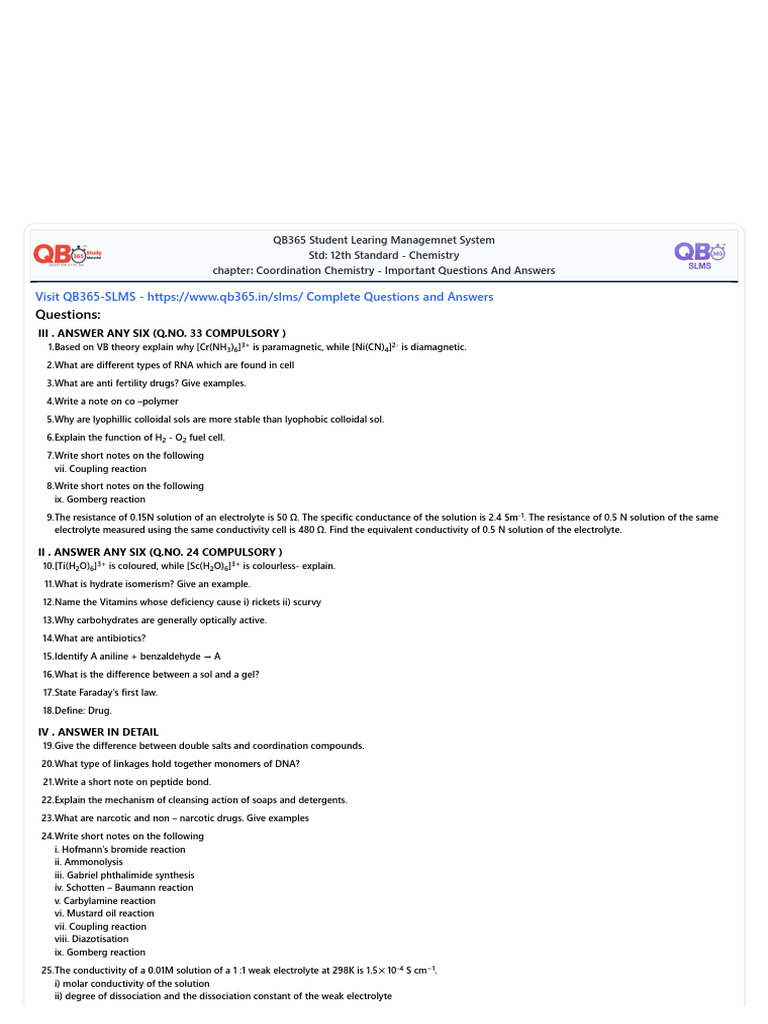Chem Imp Qs CH 5 | PDF | Amine | Amino Acid