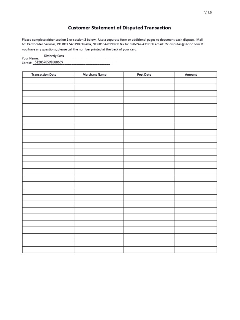 Disputed Transaction Form Guide | PDF | Credit Card | Financial Services
