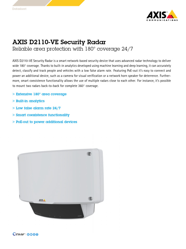 Datasheet Axis d2110 Ve Security Radar en US 470360 | PDF | Radar ...