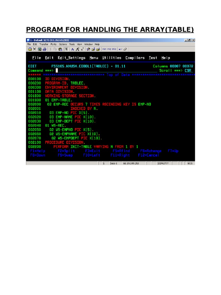 COBOL Program for Employee Array Handling | PDF