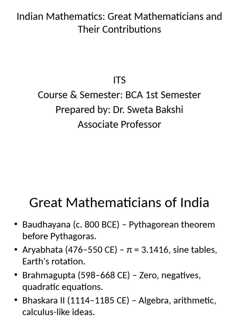 Indian Mathematics Presentation | PDF