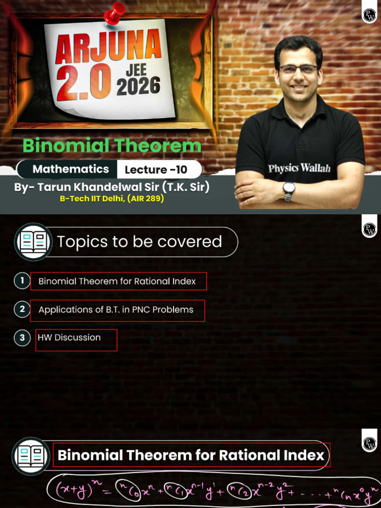 Binomial Theorem 10 - Class Notes | PDF