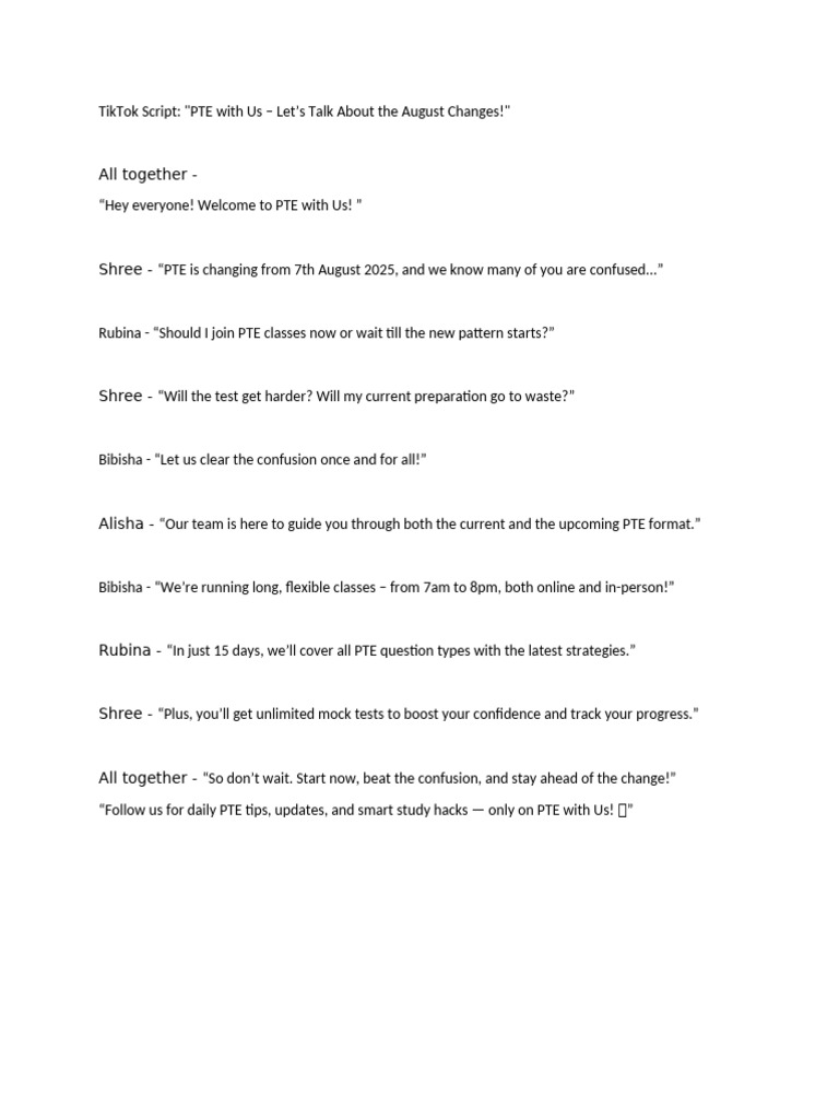 PTE Script | PDF