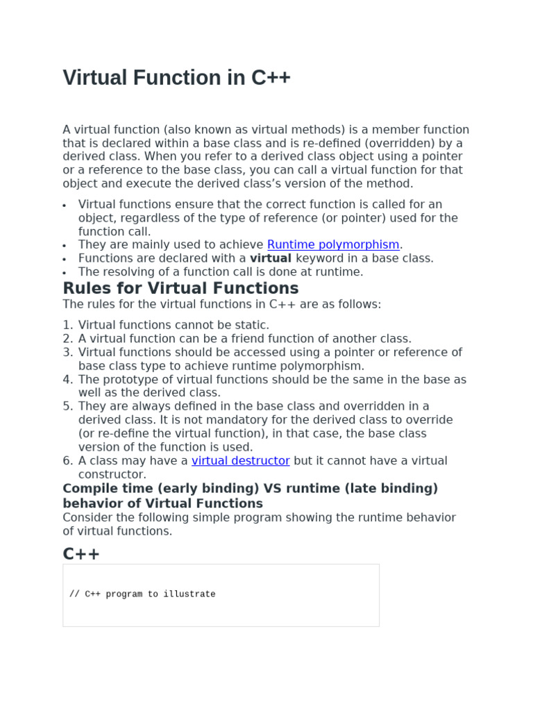 Understanding Virtual Functions in C++ | PDF | Class (Computer ...