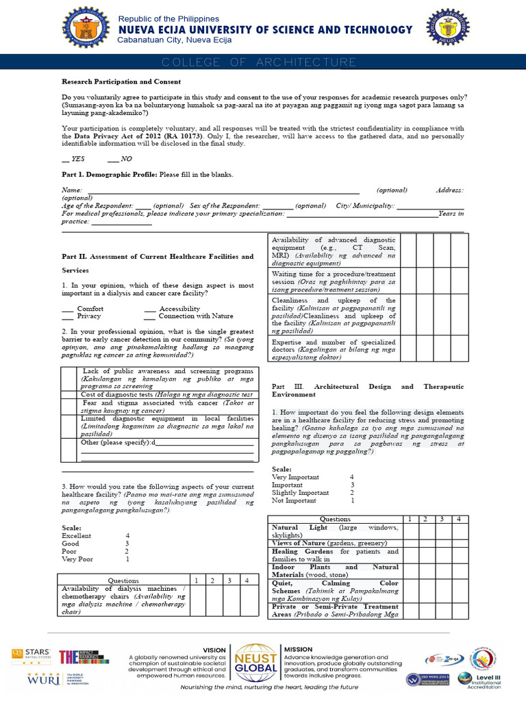 Survey Questionnaires | PDF | Medicine | Clinical Medicine