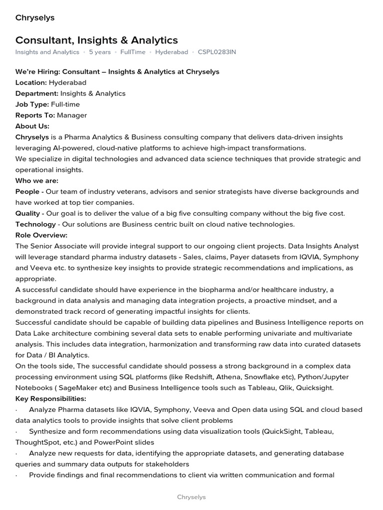 Job Description | PDF | Data | Data Analysis