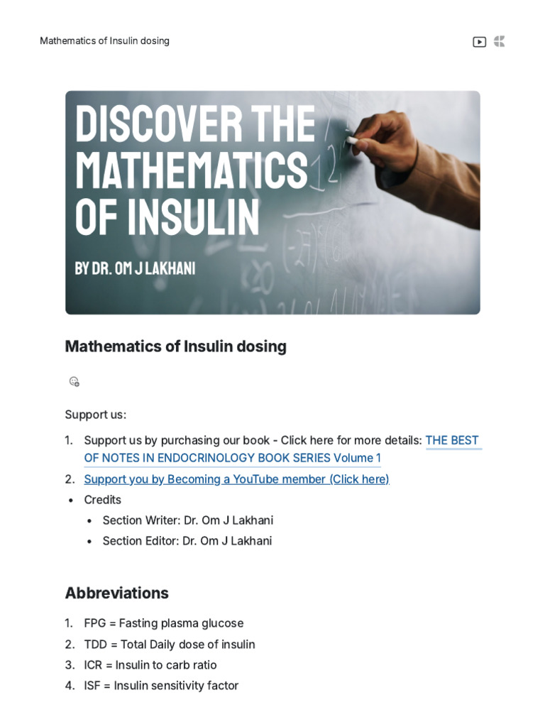 Insulin Dosing Formulas Explained | PDF | Glycated Hemoglobin | Insulin