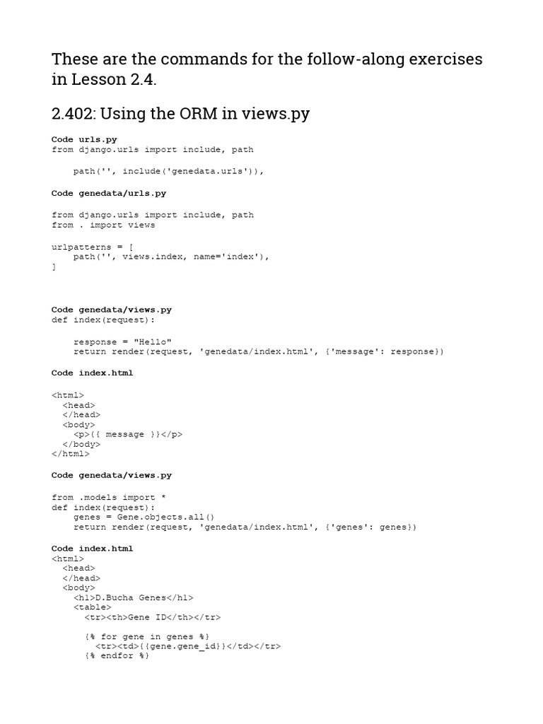 2.401 Coding Exercises | PDF | Molecular Genetics | Health Sciences