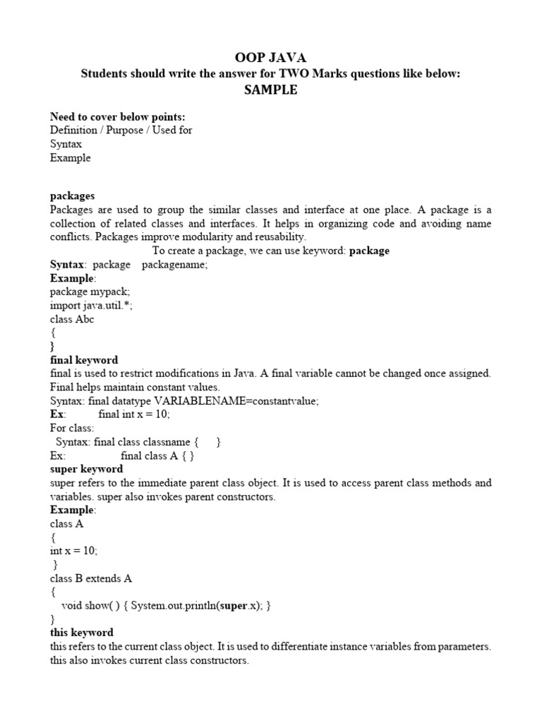 Java OOP Concepts and Syntax Guide | PDF | Method (Computer Programming ...
