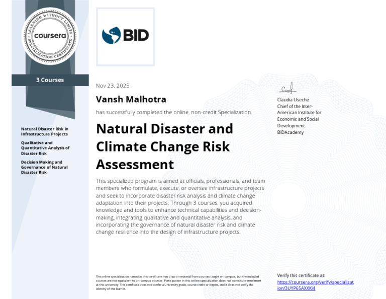 Natural Disaster Risk Assessment Course | PDF | Risk | Natural Environment