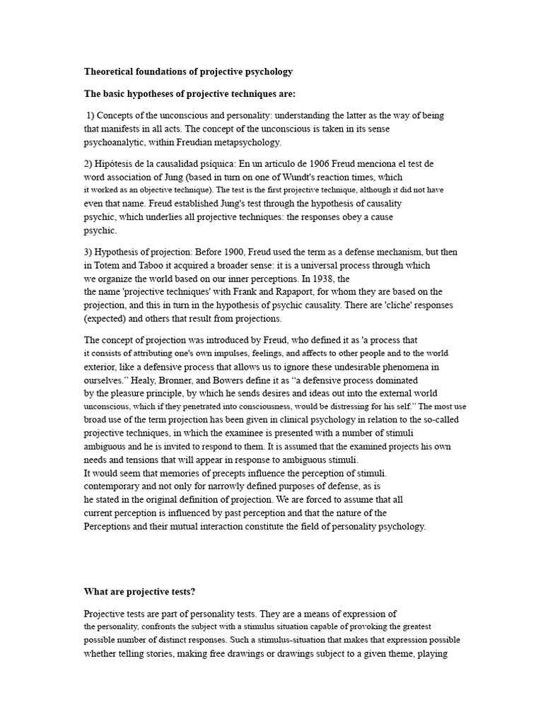 Foundations of Projective Psychology | PDF | Unconscious Mind | Sigmund ...