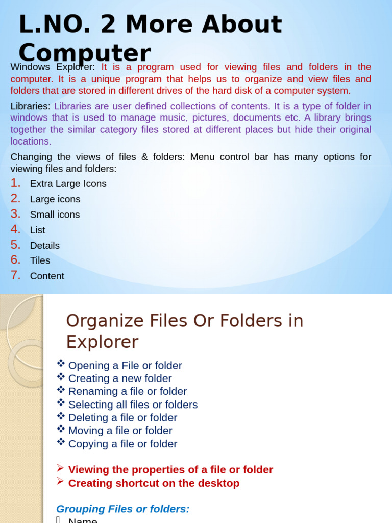 Windows Explorer: Organizing Files & Folders | PDF