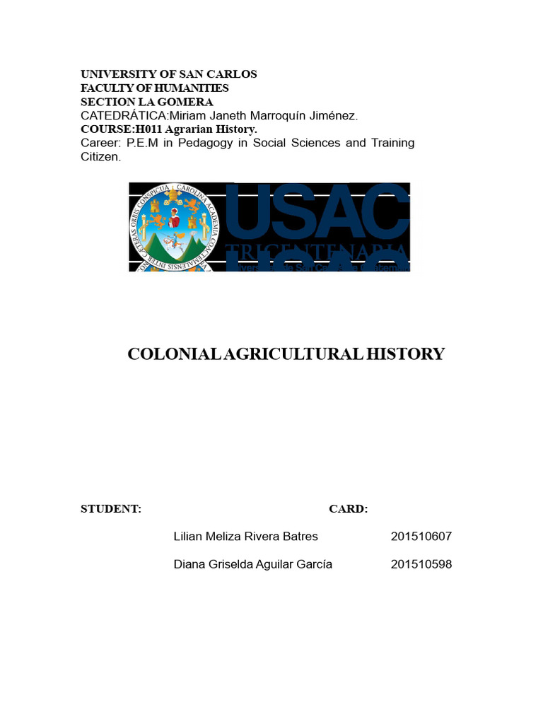 Colonial Agricultural History of Guatemala | PDF | Agriculture ...