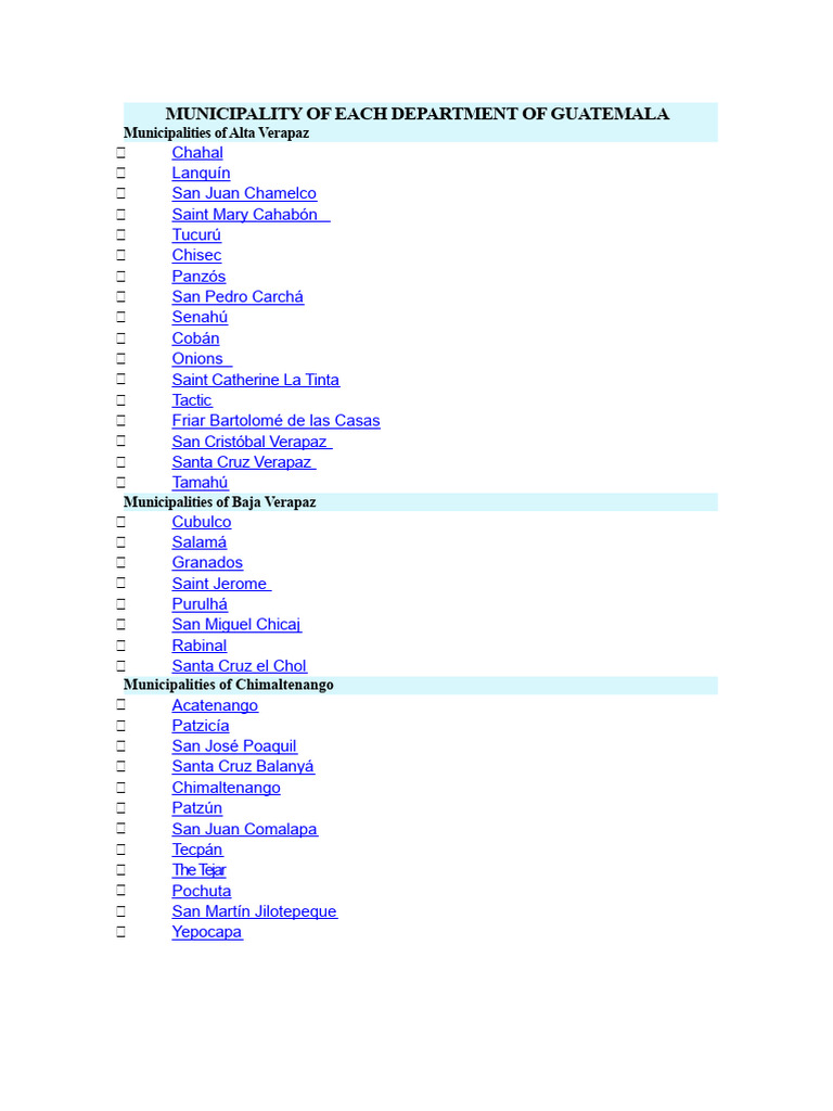 Municipality of Each Department | PDF
