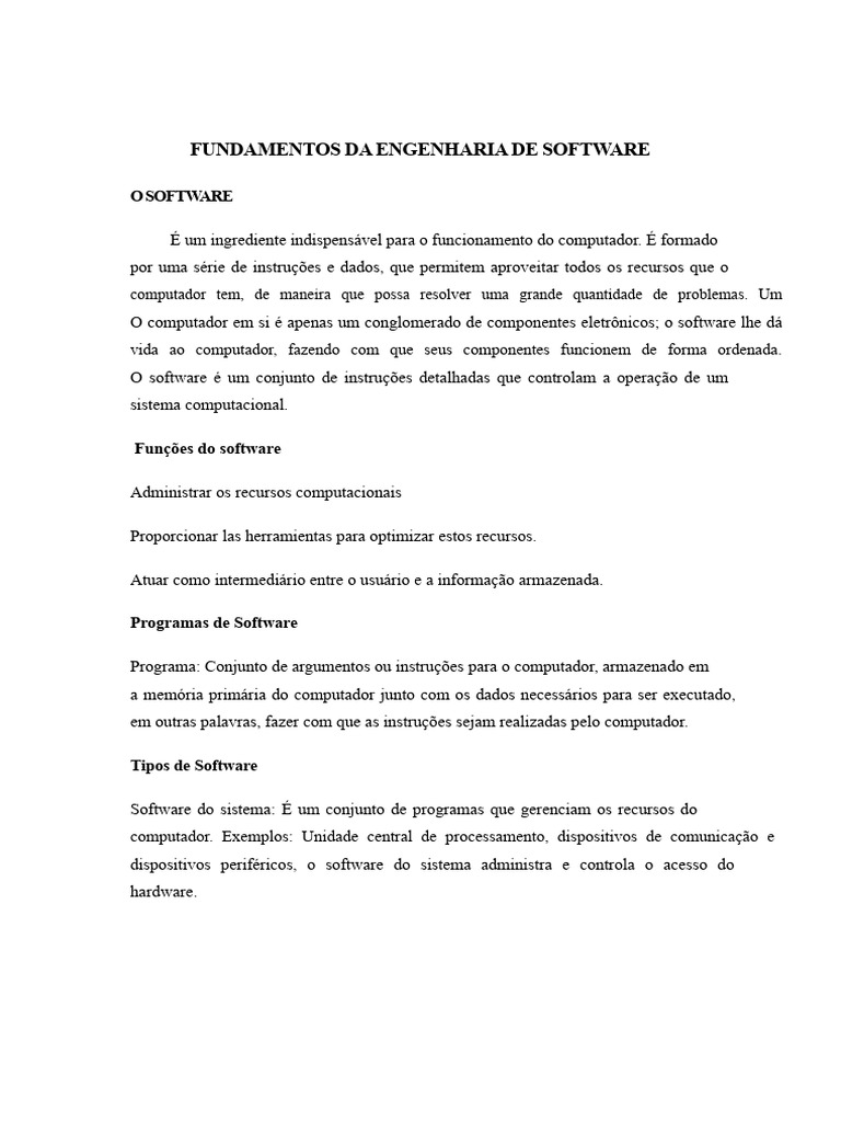 Fundamentos do Software e Qualidade | PDF | Paradigmas de programação ...