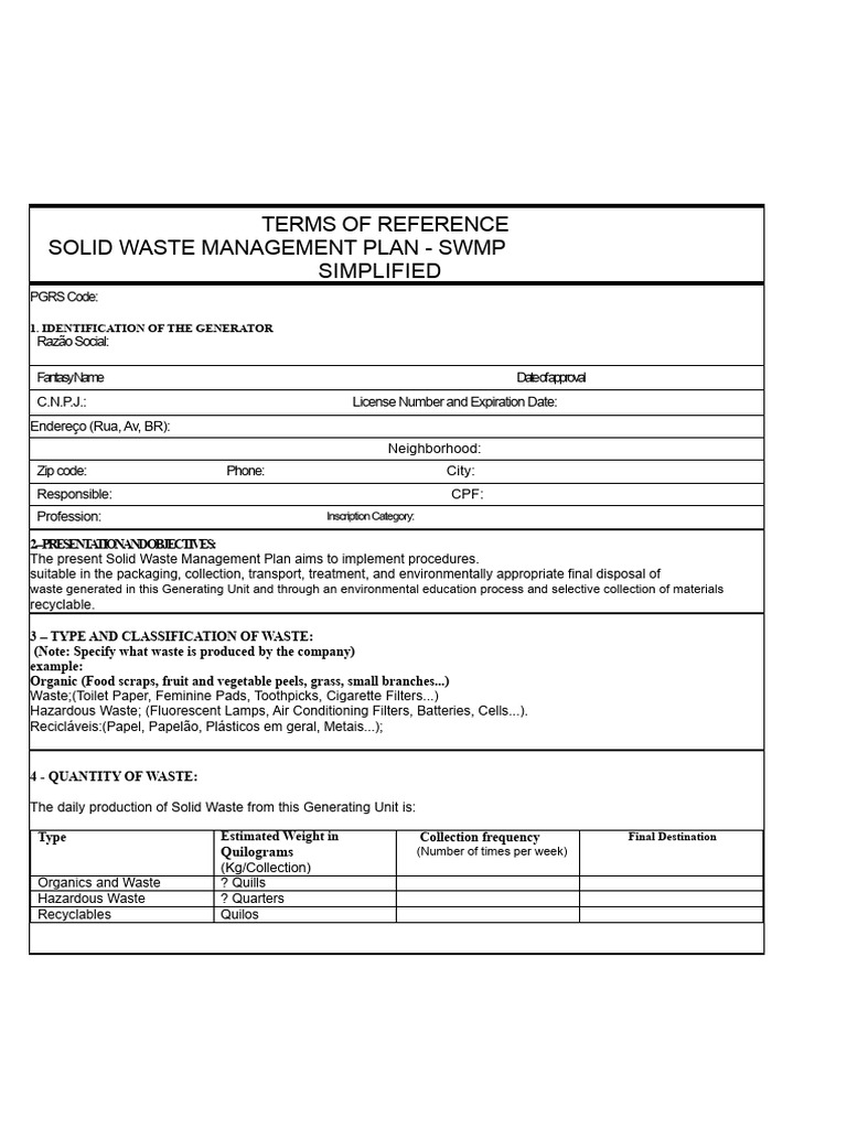 Simplified Solid Waste Management Plan | PDF | Waste | Waste Management