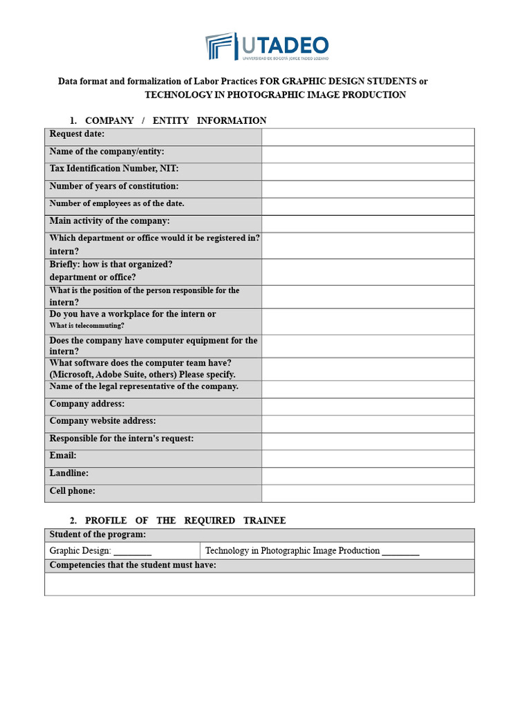 APPLICATION FORMAT FOR INTERN DG or PHOTO UJTL.docx | PDF | Graphic ...