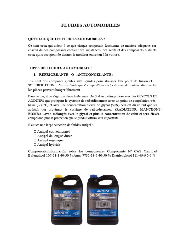 Guide des fluides automobiles essentiels | PDF | Physique appliquée et ...