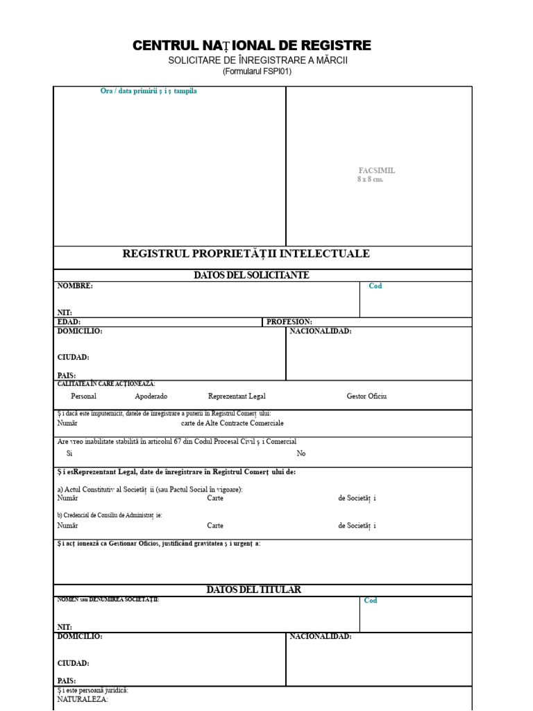 Cerere de Înregistrare A Mărcii | PDF