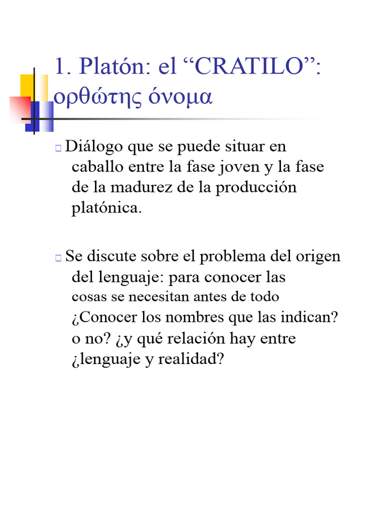 Platón y el origen del lenguaje en 