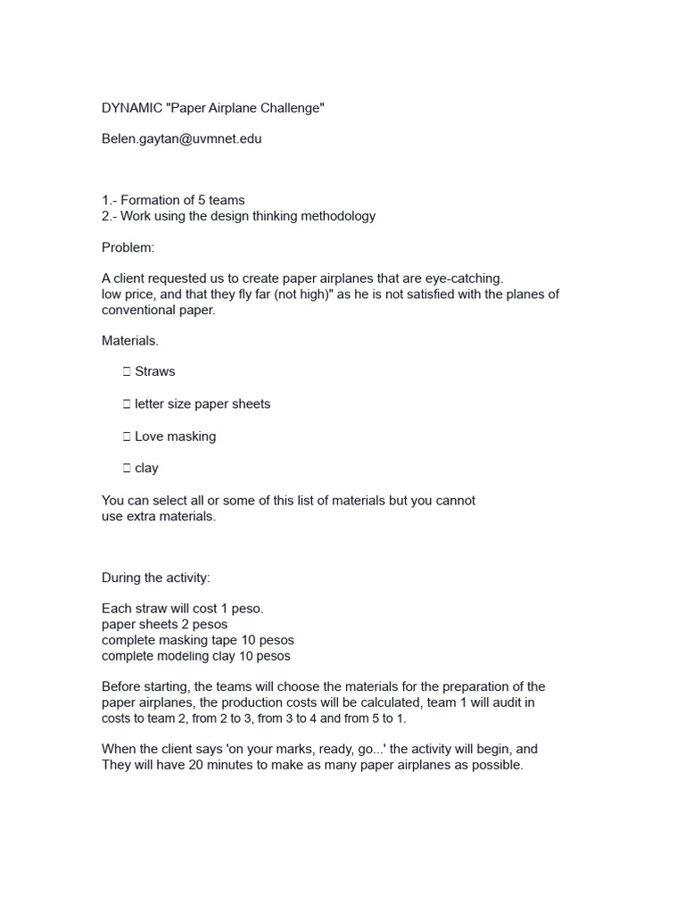 DYNAMIC Paper Airplanes | PDF