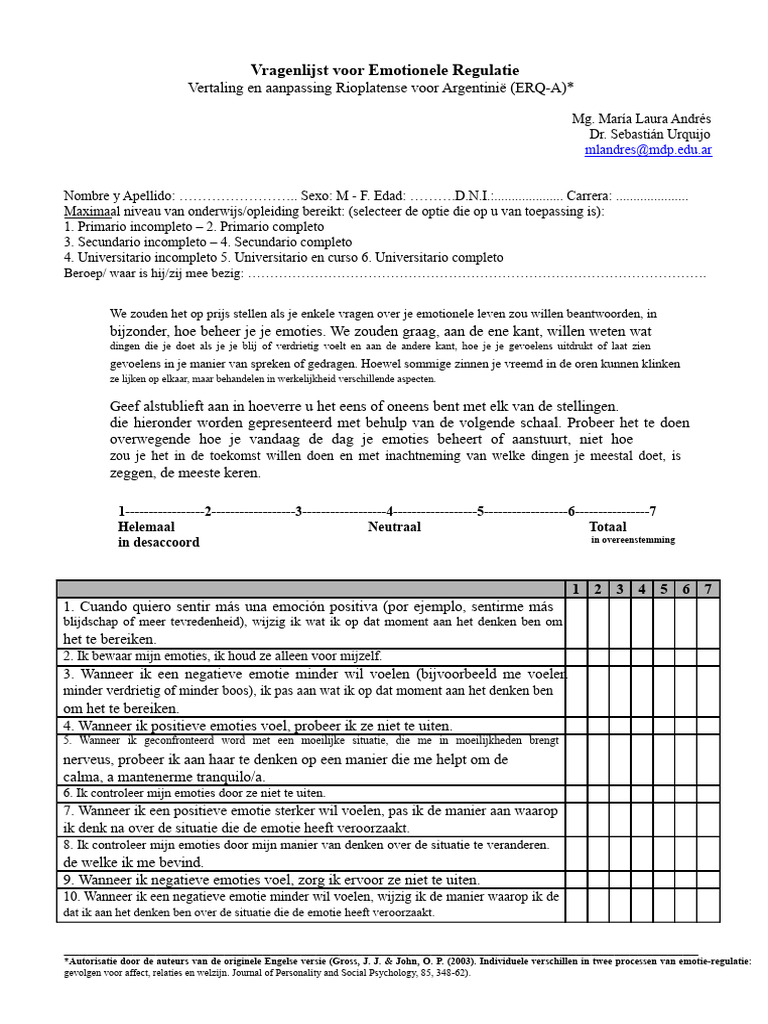 ERQ-A | PDF