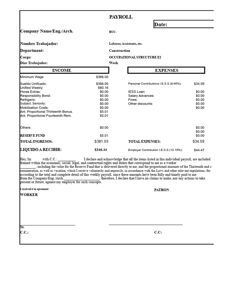 Weekly Payroll Breakdown for Workers | PDF | Salary | Payroll