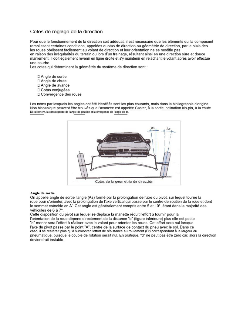 Cotes de réglage de la direction automobile | PDF | Pneumatique ...