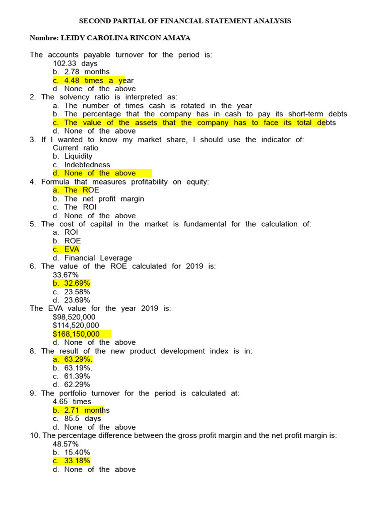 Second Partial of Financial Statement Analysis | PDF | Expense | Net Income