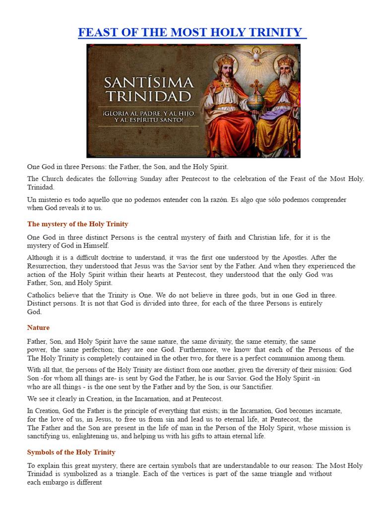 Triduum of The Most Holy Trinity | PDF | God The Father | Trinity