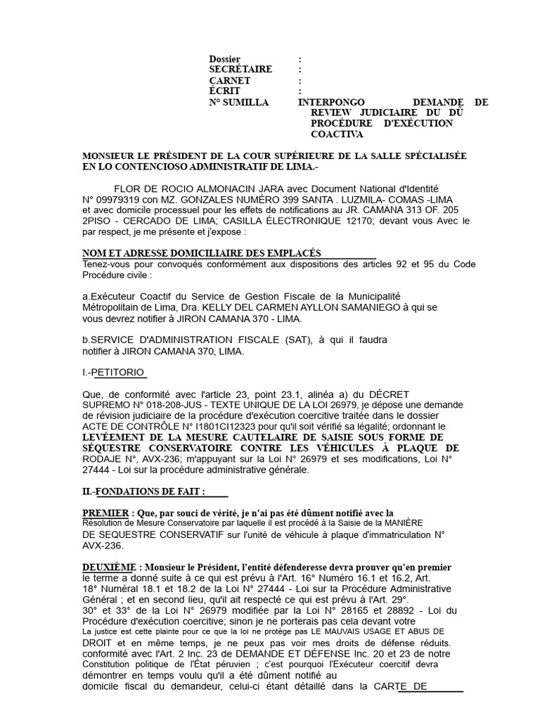Demande de révision judiciaire d'exécution | PDF | Loi | Documents légaux