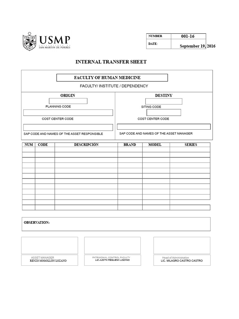 Internal Transfer Sheet for Assets | PDF | Financial Economics | Accounting