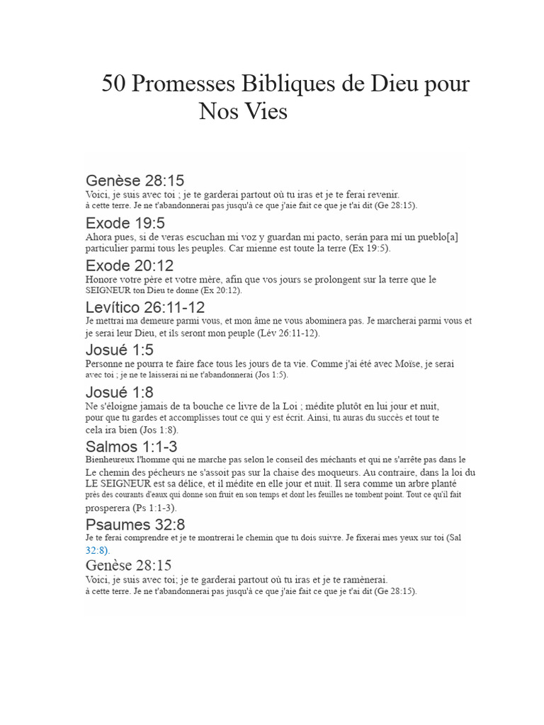 50 Promesses Bibliques de Dieu | PDF | Dieu | Contenu de la Bible
