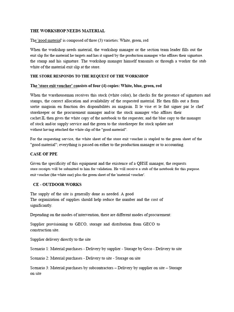 Workshop Material Request Process Guide | PDF