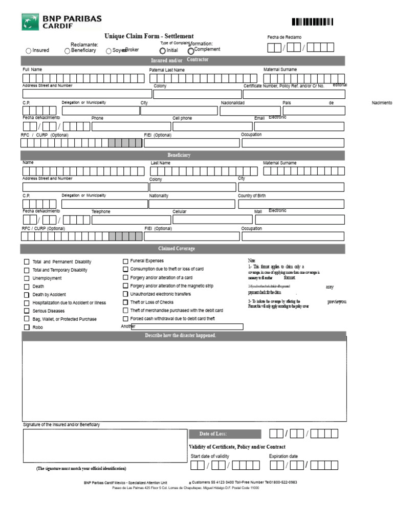 Unique Claim Form for Insurance Settlement | PDF | Medical Imaging ...