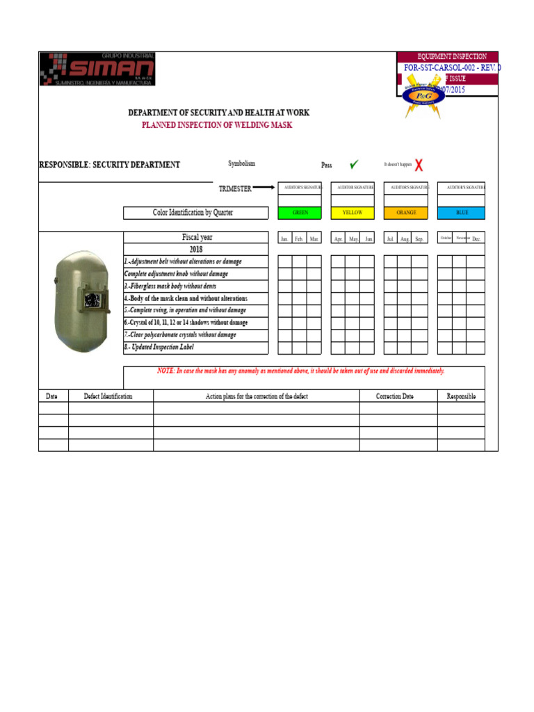 Welding Mask Inspection Checklist | PDF | Chess Theory | Chess