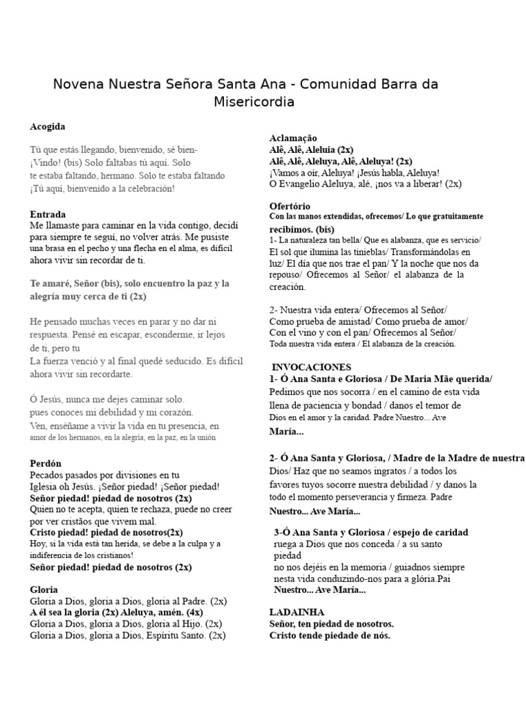 Novena a Santa Ana: Oraciones y Alabanzas | PDF | María, madre de Jesús ...