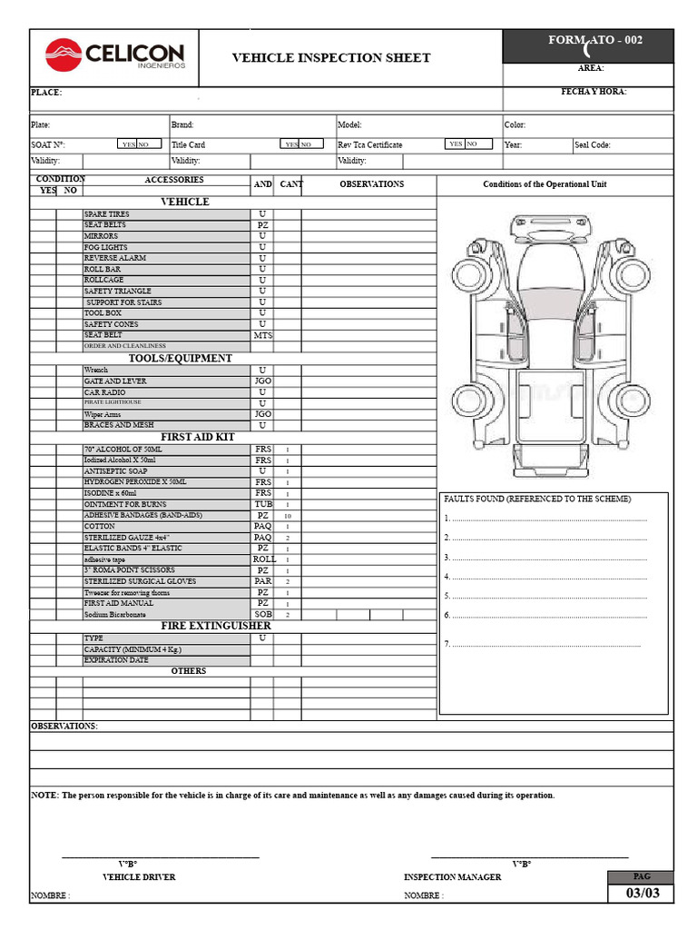 Vehicle Inspection Checklist Template | PDF | Vehicles | Motor Vehicle