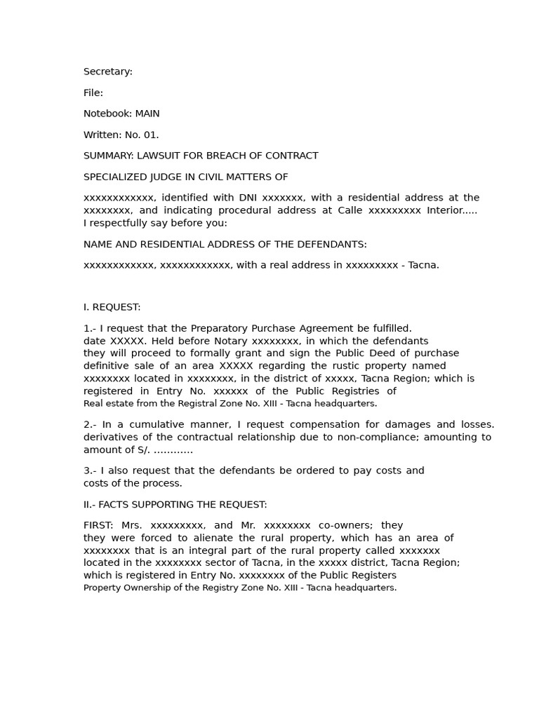 Claim For Damages and Losses From Sales Promise | PDF | Lawsuit | Damages