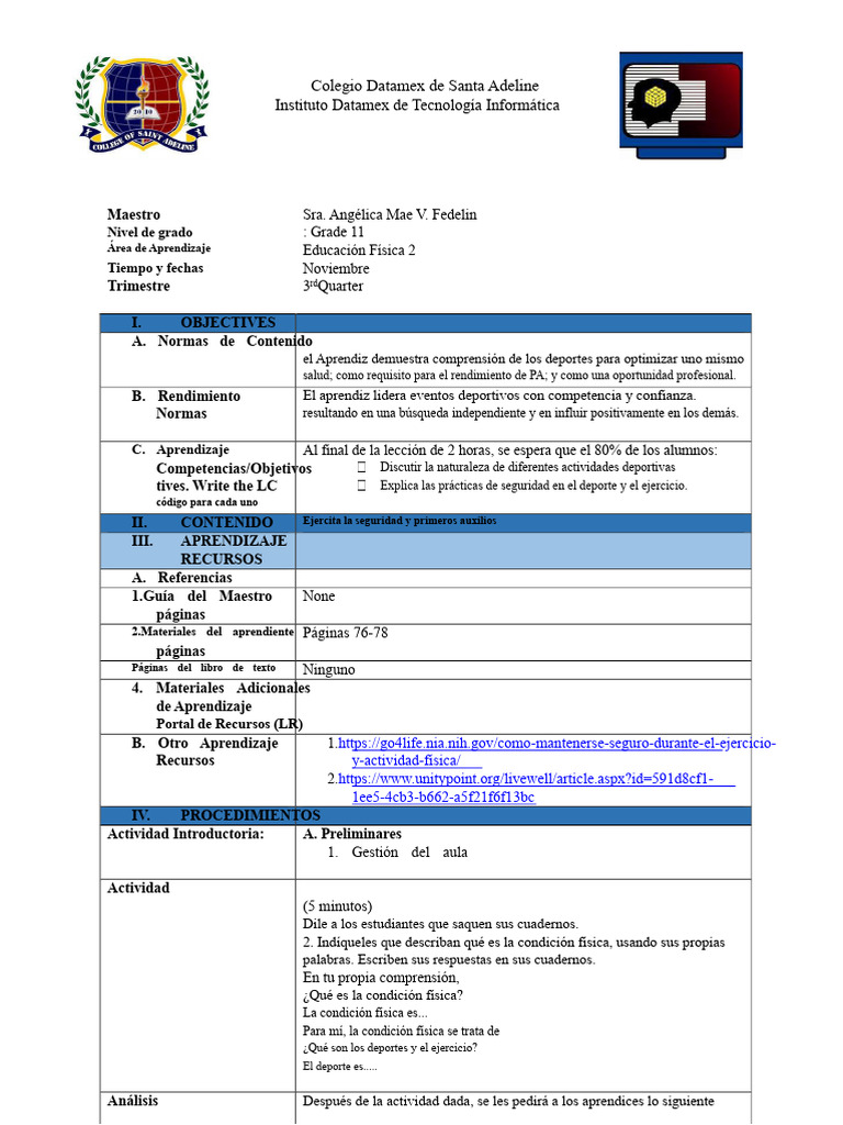 Normas de Educación Física en Datamex | PDF | Aprendizaje