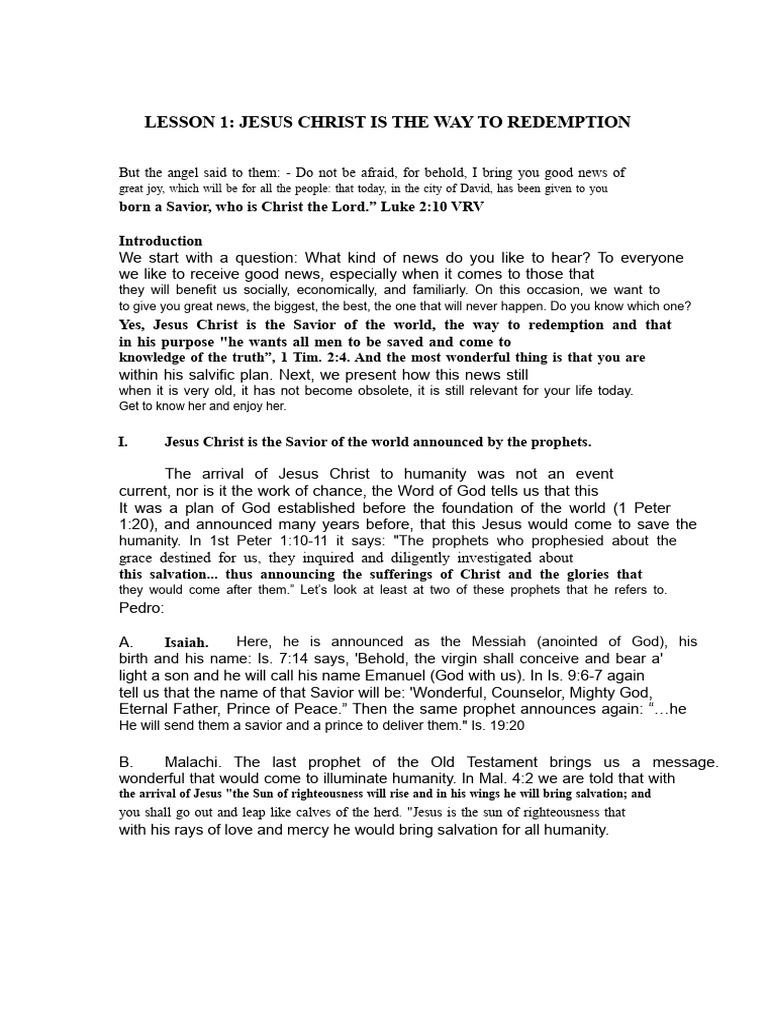 Jesus Christ: The Path to Redemption | PDF | Salvation | Eternal Life ...